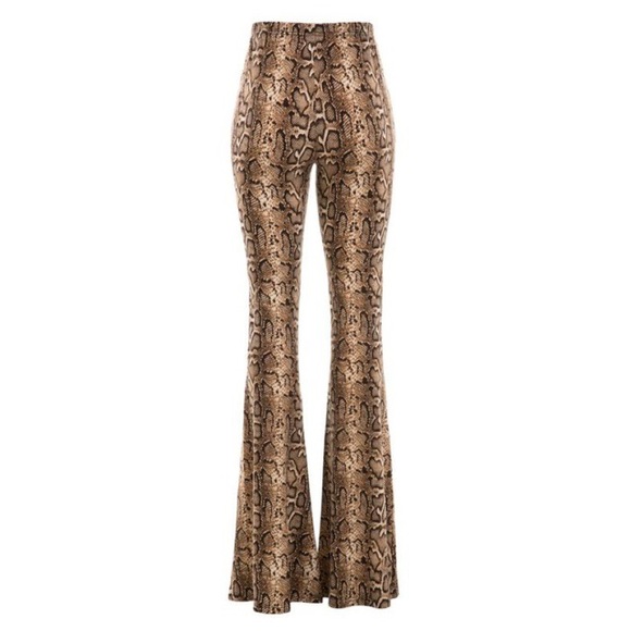 Pants - Python High Waisted Bell Bottom Pants